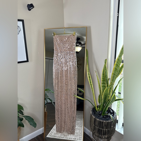 Oh Polly Amaya Embellished Bandeau Maxi Dress in Almond - Picture 4 of 8